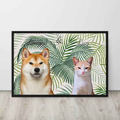 Custom Framed Pet Canvas - Cartoon Style