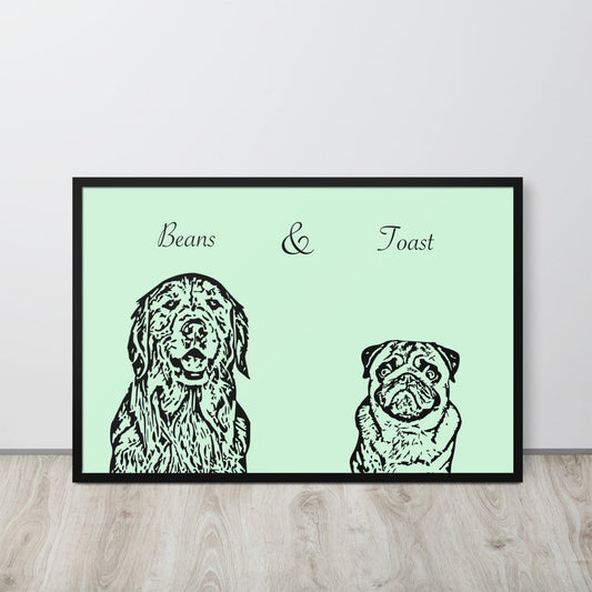 Custom Framed Pet Poster - Outline Style - A Pawfect Touch